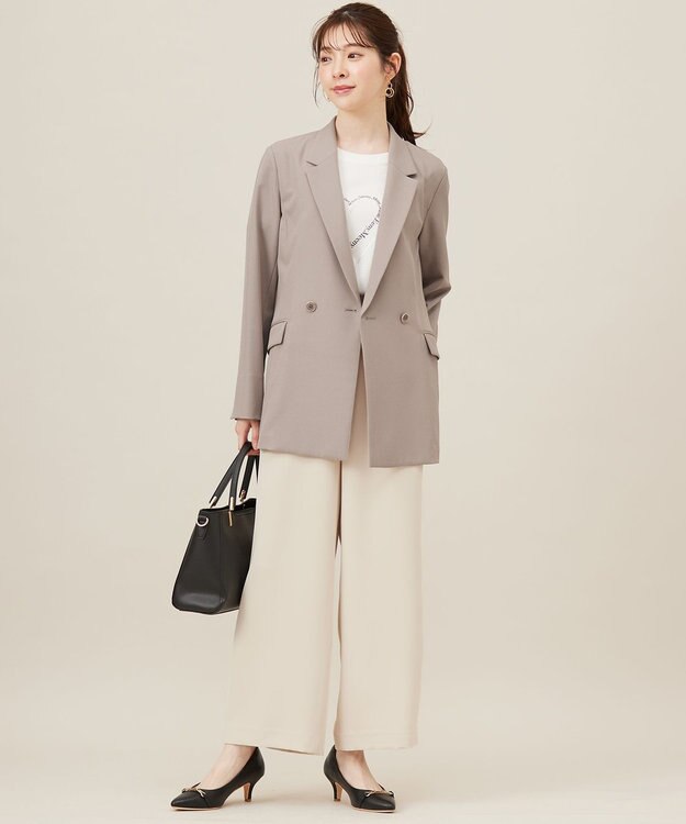 ANY SIS 【UVカット・接触冷感・吸水速乾】スマートビューティストレッチ  ダブルブレストジャケット グレージュ