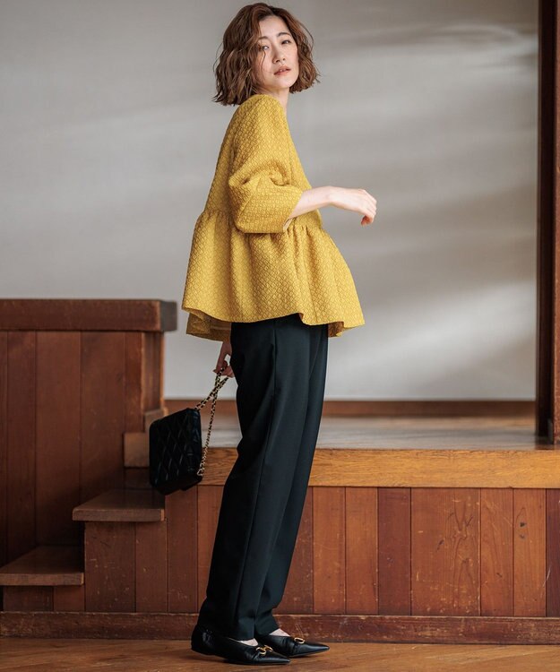 23区 L 【洗える】ドライ2WAYストレッチ テーパードパンツ ブラック系