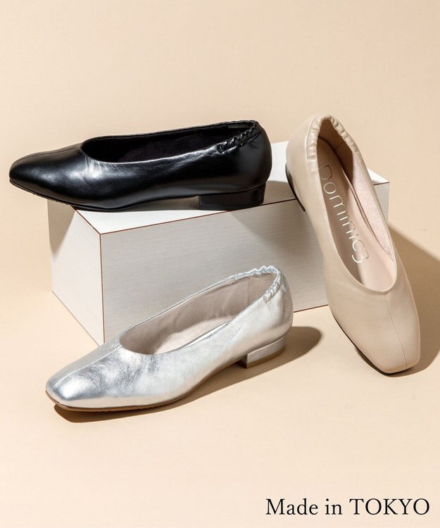 Dominic3 シープレザー バックゴムソフトパンプス ブラック