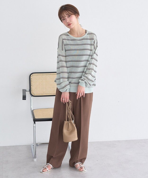 earth music&ecology 【セットアップ対応】リネンライクリラックスパンツ Brown