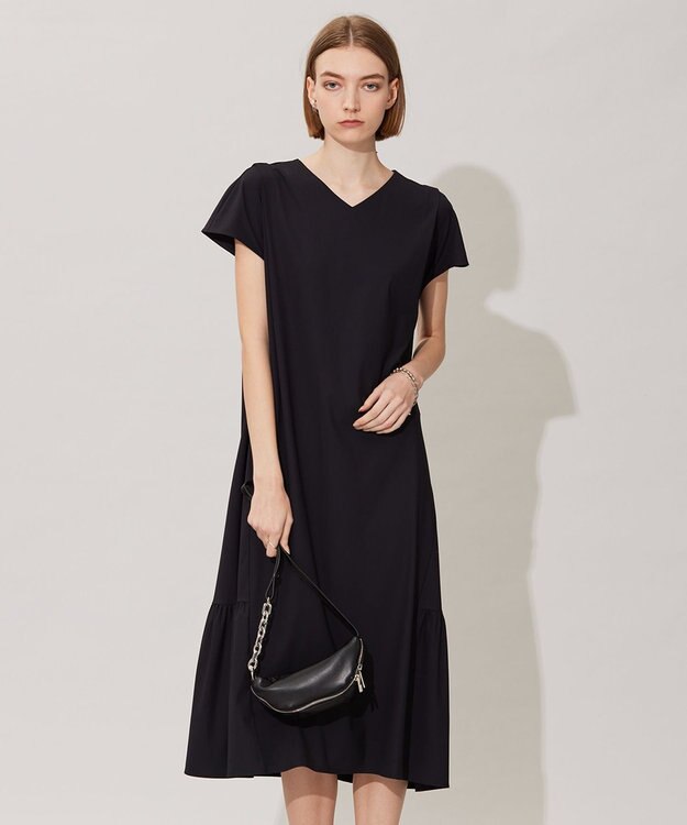 ICB 【接触冷感・UVカット・速乾・洗える】マットスキューバ ワンピース ブラック系