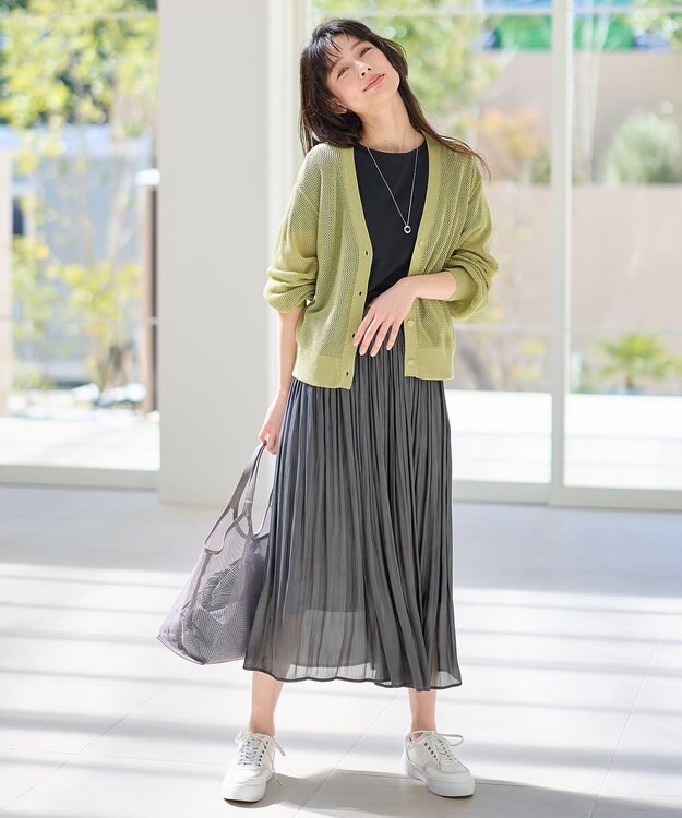 ANY メッシュカーディガン アップルグリーン