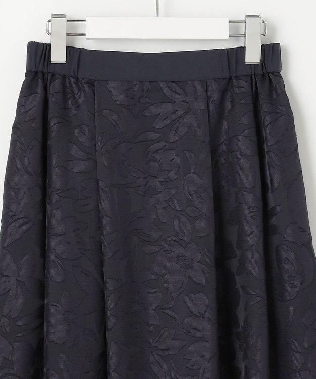 自由区 S 【セットアップ対応・洗える】フラワーオパールタックフレア スカート ネイビー