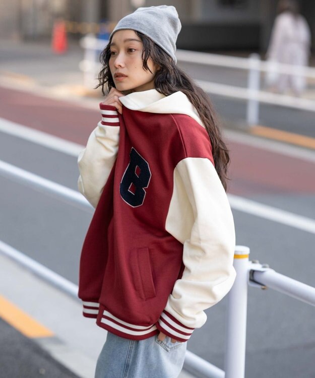 WEGO 【ユニセックス着用ITEM】スウェットフードスタジャン ワイン