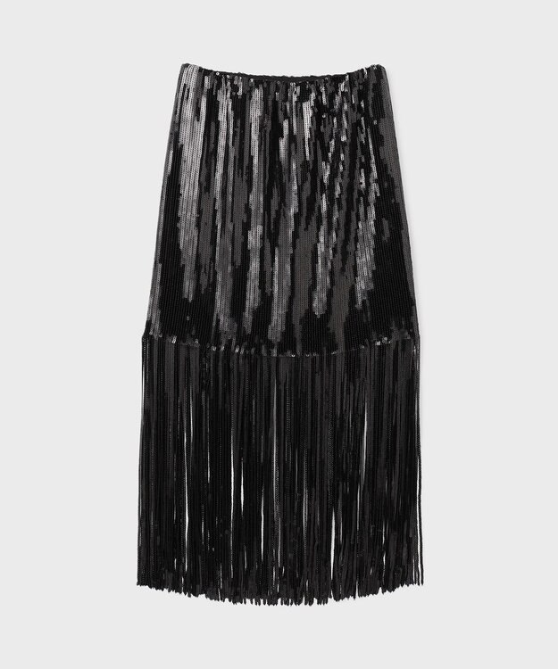 GRACE CONTINENTAL スパンコールフリンジスカート ブラック