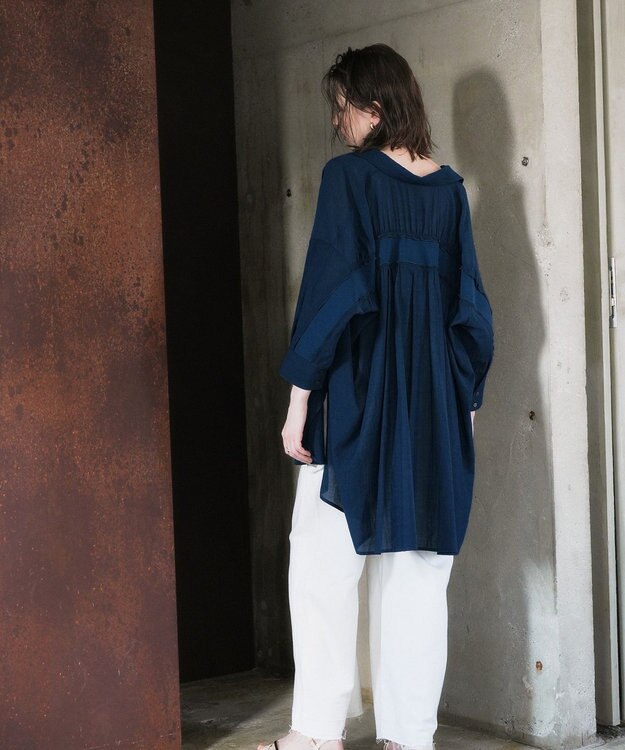 YECCA VECCA リブMIXシアーオーバーシャツ Dark Green