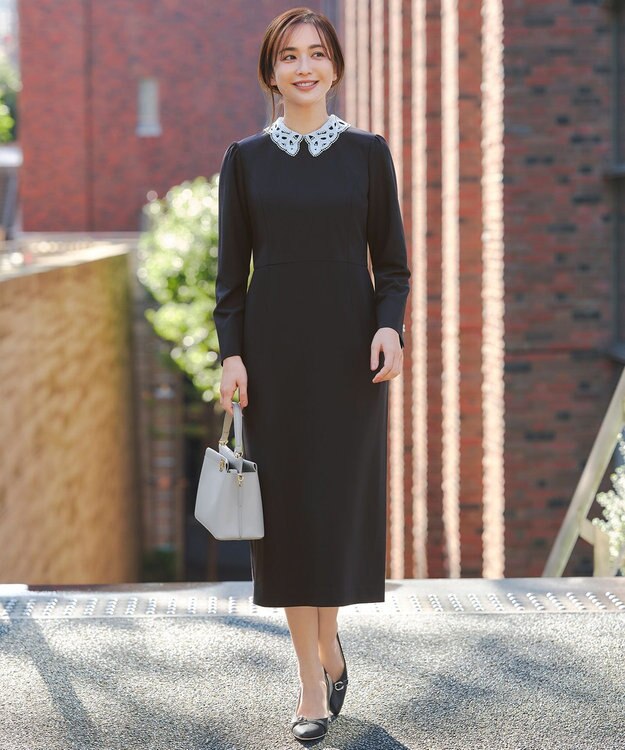 アナイ シフォンダブルクロス　ワンピース アナイ ANAYI シフォン + ダブルクロスコンビ ワンピース36