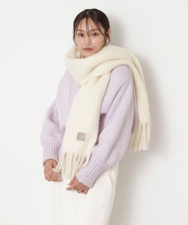 MOONBAT 【WEB限定】FURLA ウール混シャギー無地マフラー/幅40cm オフホワイト