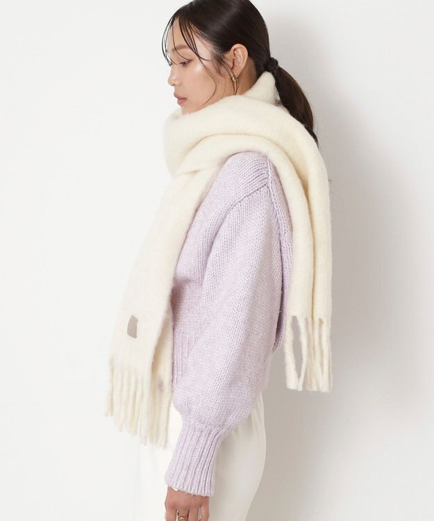 MOONBAT 【WEB限定】FURLA ウール混シャギー無地マフラー/幅40cm オフホワイト