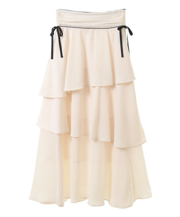 earth music&ecology サイドリボンティアードスカート Ivory