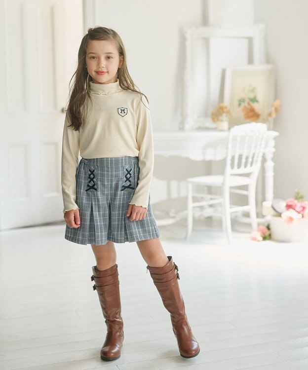 組曲 KIDS 【110-140㎝】グレンチェック キュロット サックスブルー