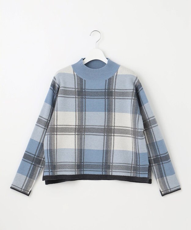 J.PRESS LADIES 【洗える】WOOLY STRETCH PLAID ニット ブルーチェック系