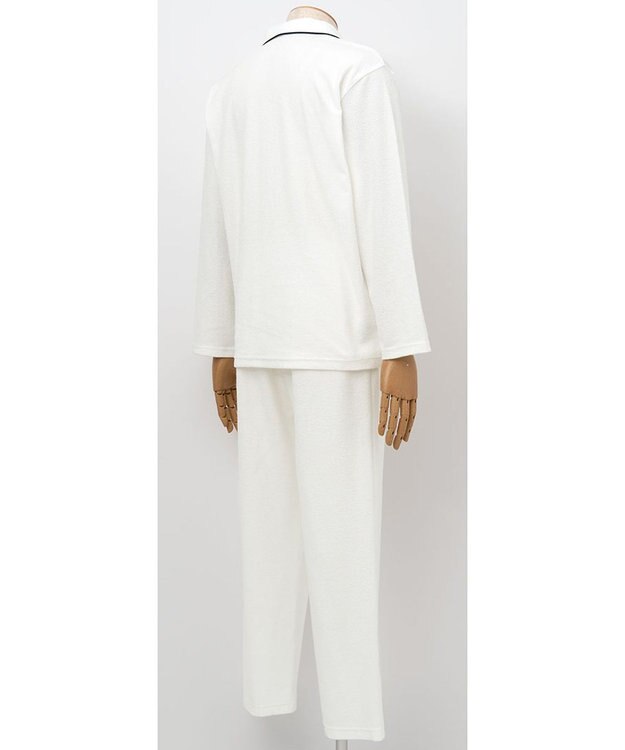 ワコール／睡眠科学 【メンズパジャマ】　長袖　長ズボン　綿混　パイル素材　睡眠科学／ワコール　YGX533 ホワイト