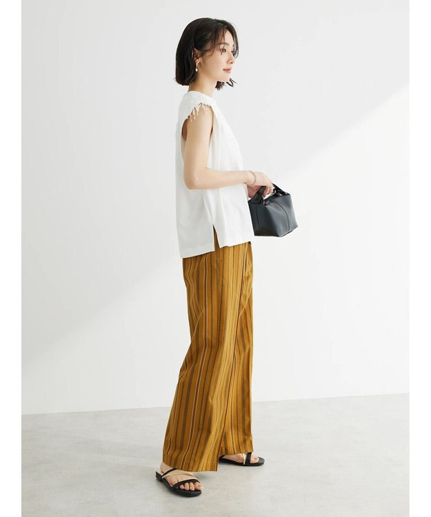 Green Parks ・ＳＵＧＡＲ　ＳＰＯＯＮ　フリンジフレンチＴシャツ Off White