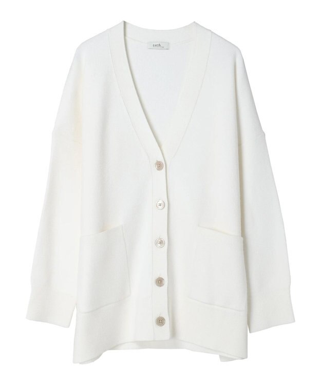 earth music&ecology やわらかタッチＶネックカーディガン Off White