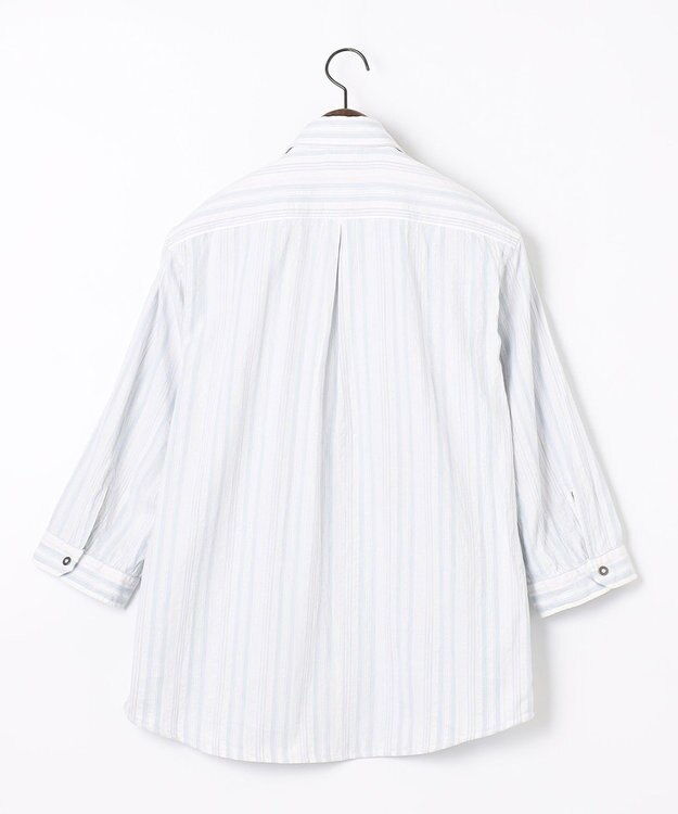 JOSEPH ABBOUD 【1枚で2通りの着こなし】オーガニックコットンリバーシブル 七分袖シャツ アイボリー系1