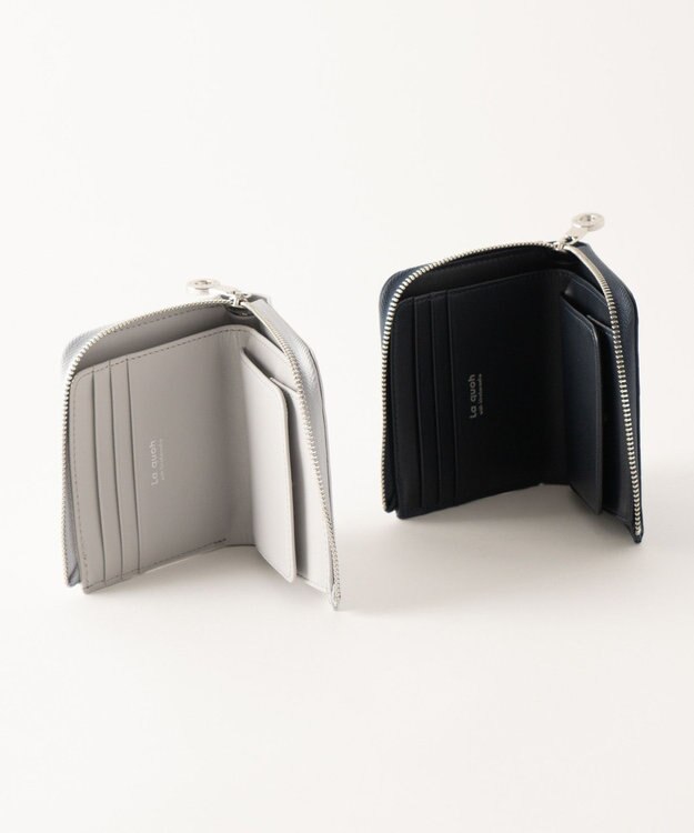 MIYABIYA La quoh with kirakaracho 南蛮七宝アルチザンレザー ミニL字ファスナー財布 月白銀（シルバー）