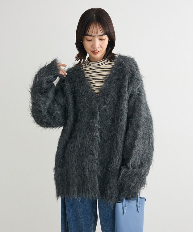 Green Parks ・ｓｗｉｎｇ　ｂｙ　２ｗａｙロング起毛カーディガ Charcoal Gray