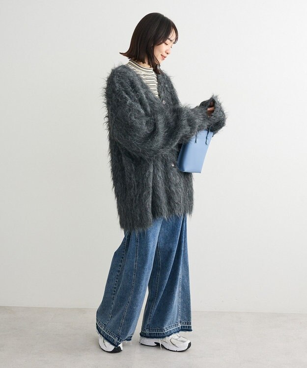 Green Parks ・ｓｗｉｎｇ　ｂｙ　２ｗａｙロング起毛カーディガ Charcoal Gray