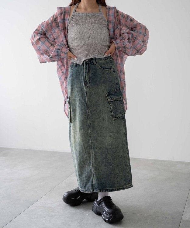 WEGO カーゴデニムスカート デニム中濃色