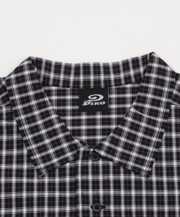 WEGO 別注PIKOチェックグラフィックシャツ（SS） ブラックチェック1