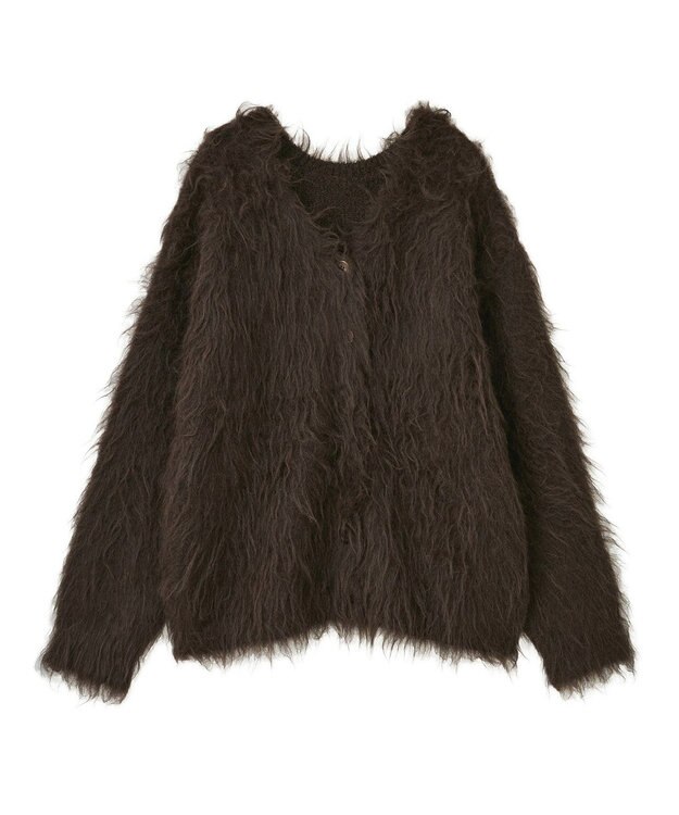 Green Parks ・ｓｗｉｎｇ　ｂｙ　２ｗａｙロング起毛カーディガ Brown