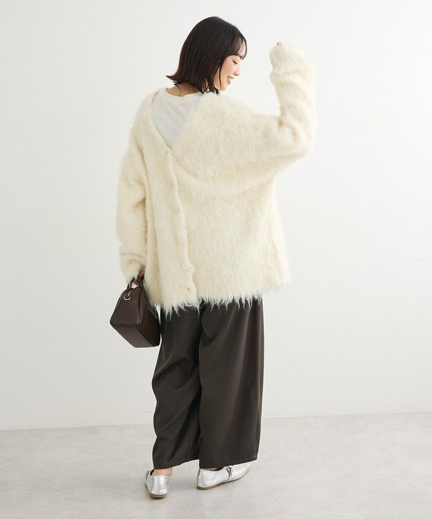 Green Parks ・ｓｗｉｎｇ　ｂｙ　２ｗａｙロング起毛カーディガ Ivory