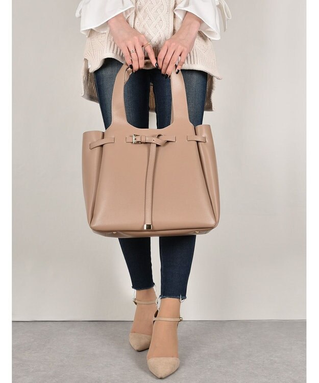 LA BAGAGERIE 【MONICA】ベルトモチーフA4トートバッグ グレージュ