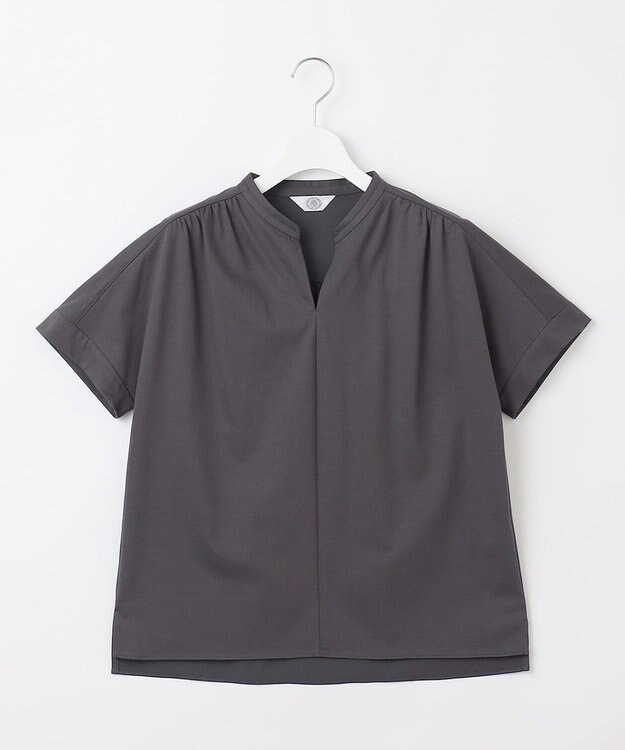 J.PRESS LADIES S プレーティングジャージー バンドカラー カットソー グレー系