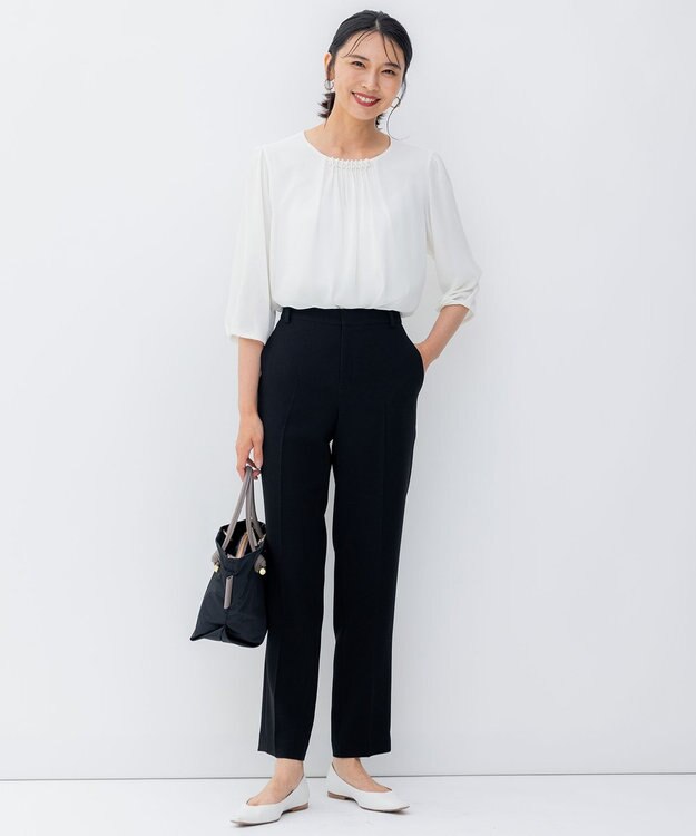 23区 【洗える】エアリーコンビジャージー パールモチーフ カットソー ホワイト系