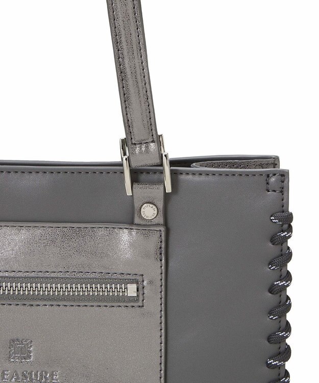 TOPKAPI 【TREASURE TOPKAPI】フェイクレザー ポーチ付き パラコード かがりトートバッグ グレー