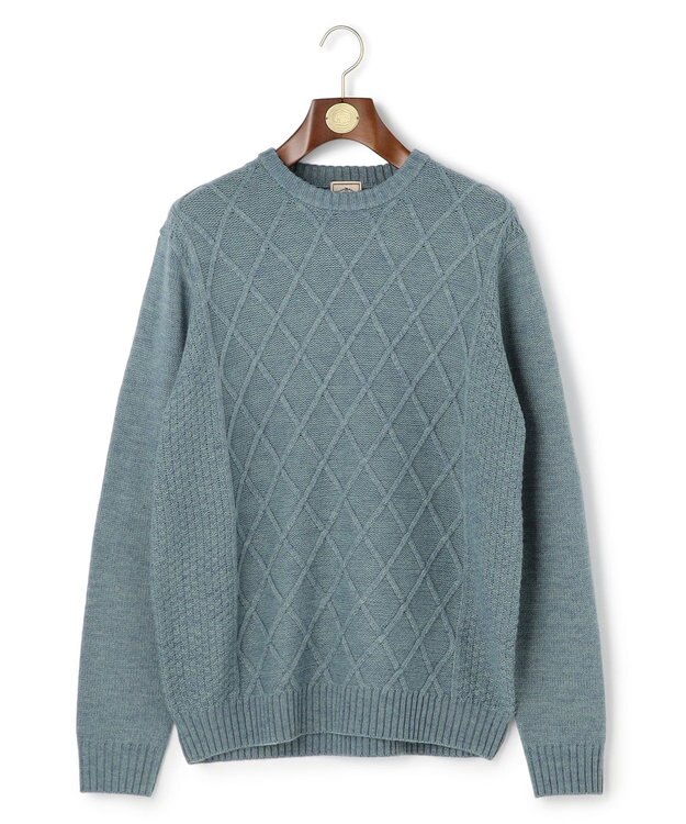 J.PRESS MEN 【WEB・一部店舗限定】ケーブルクルーネック ニット サックスブルー系