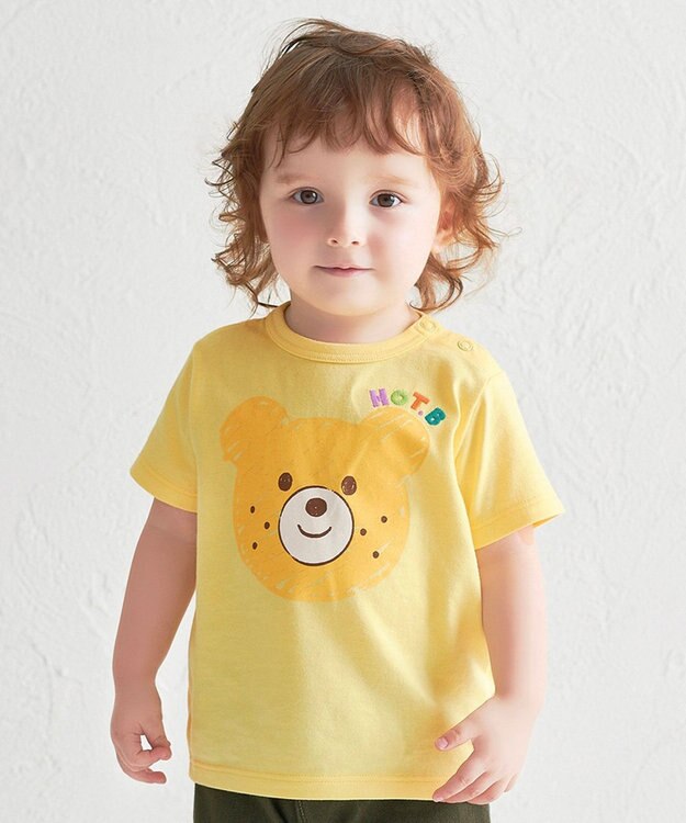 MIKI HOUSE HOT BISCUITS 【80-120cm】カラフルビーンズ フェイスプリント 半袖Tシャツ 黄