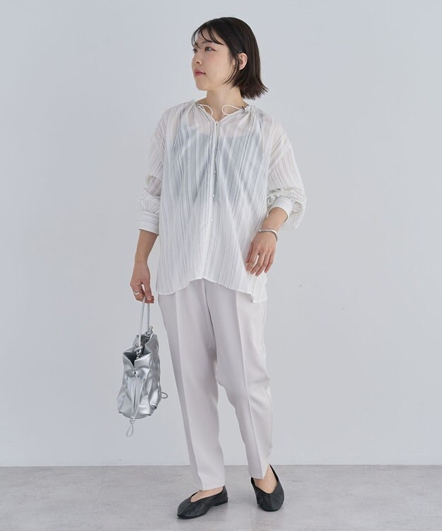 Green Parks きれいシルエットウエストＦＩＴテーパードパンツ Ecru