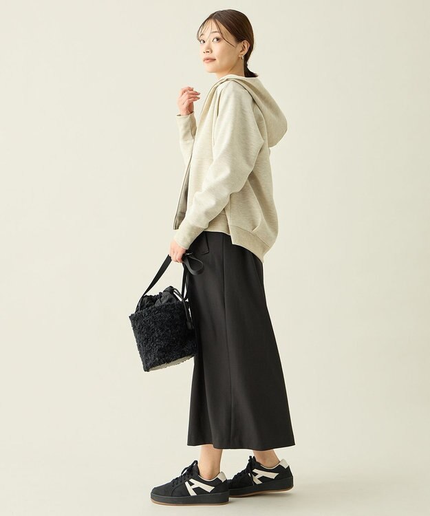 ANY ラメダンボールダブルジップパーカー オートミール