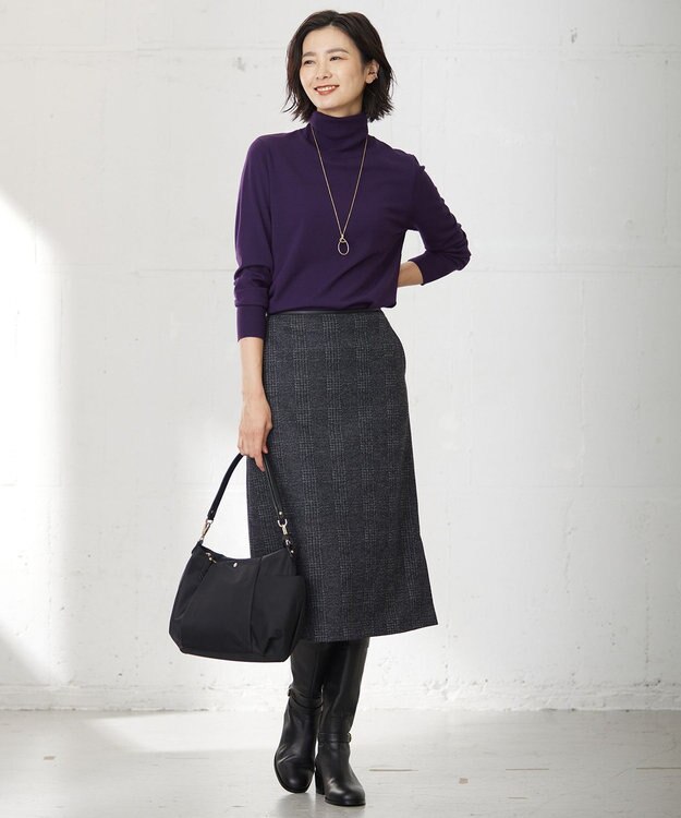 J.PRESS LADIES 【洗える】チェック ジャカード ナロー スカート ライトグレー系5