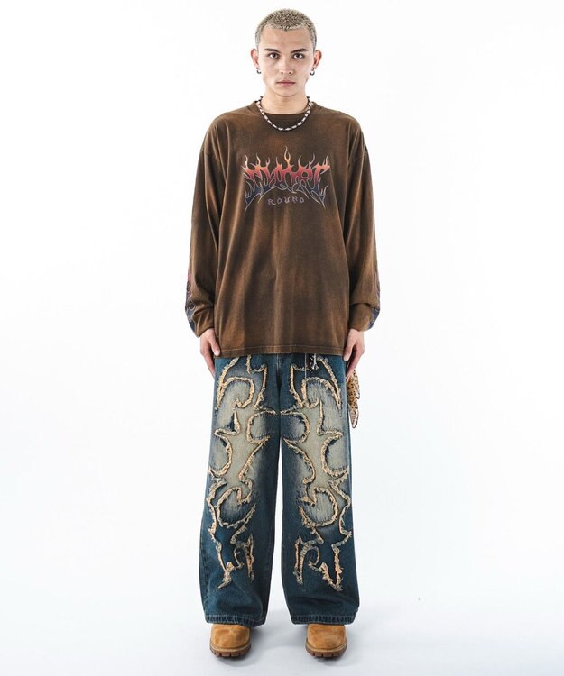 WEGO 【ユニセックス着用ITEM】フレイムグラフィックBIGT（LS） ブラウン