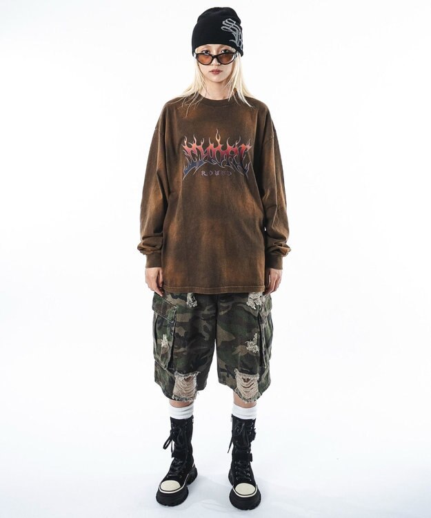 WEGO 【ユニセックス着用ITEM】フレイムグラフィックBIGT（LS） ブラウン