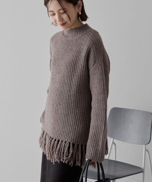 AMERICAN HOLIC フリンジニットプルオーバー Gray Beige