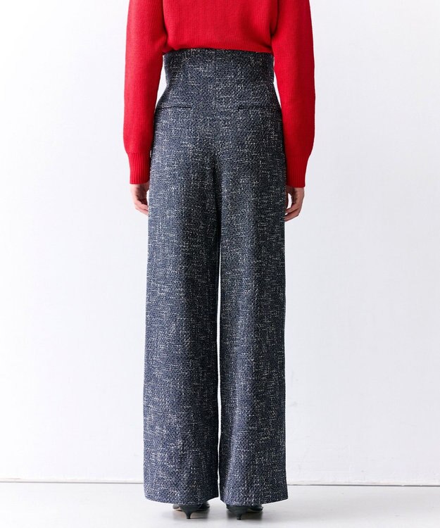 BEIGE， TRIPHANE / ハイウエストツイードタックパンツ Navy Mix