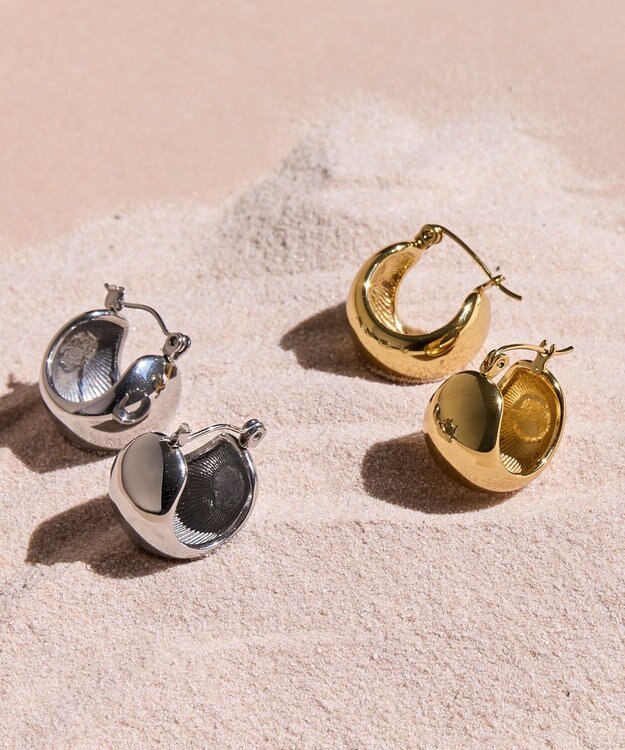 Phoebe 〈金属アレルギー対応〉ドームメタルフープピアス/シルバー　シンプル/大振り シルバー