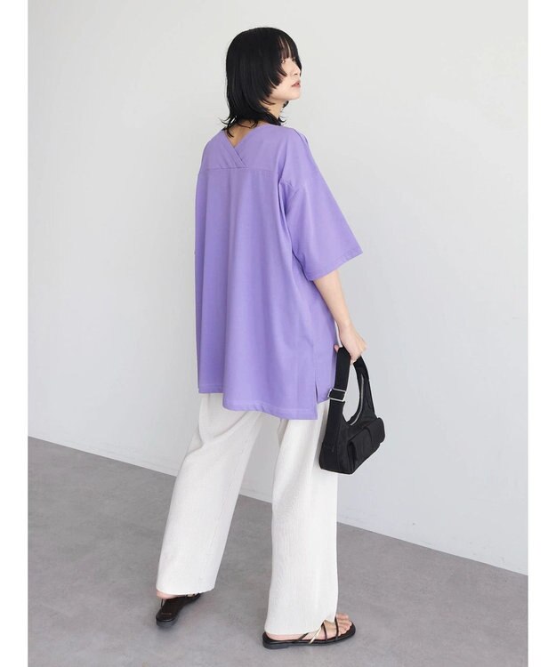 Green Parks 冷っとすずやか　バックカシュクールチュニック Deep Purple