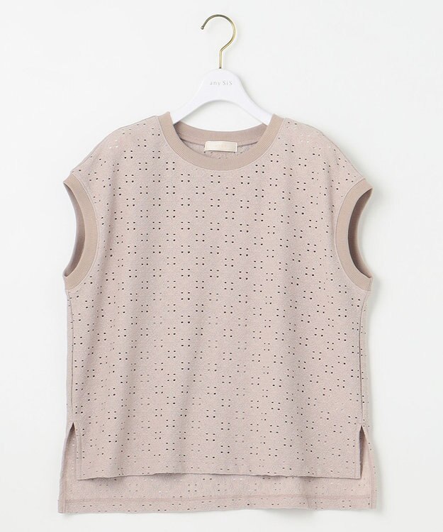 ANY SIS レーシージャカード カットソー ローズグレー