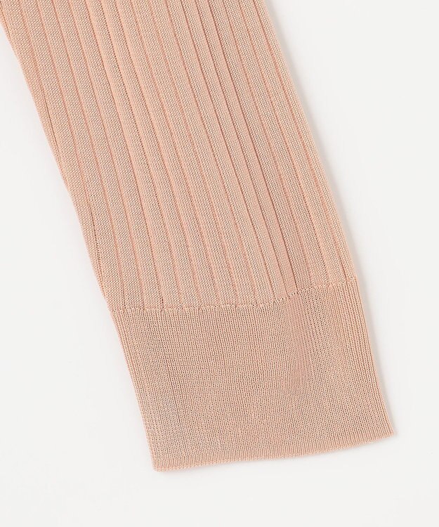 J.PRESS LADIES 【洗える・イージーケア】 SYNTHETIC BASIC ワイドリブ クルーネック カーディガン ライトオレンジ系