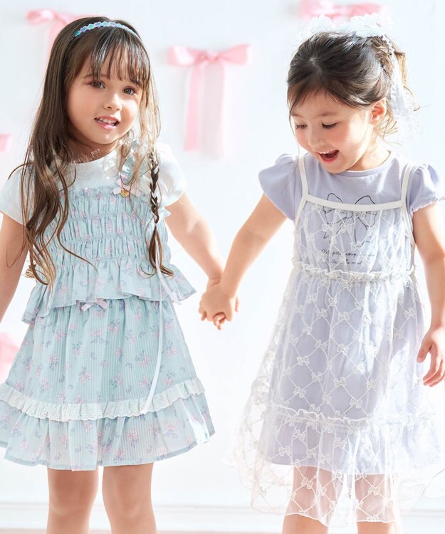 ANY KIDS チュールキャミソール付き ワンピース サックスブルー