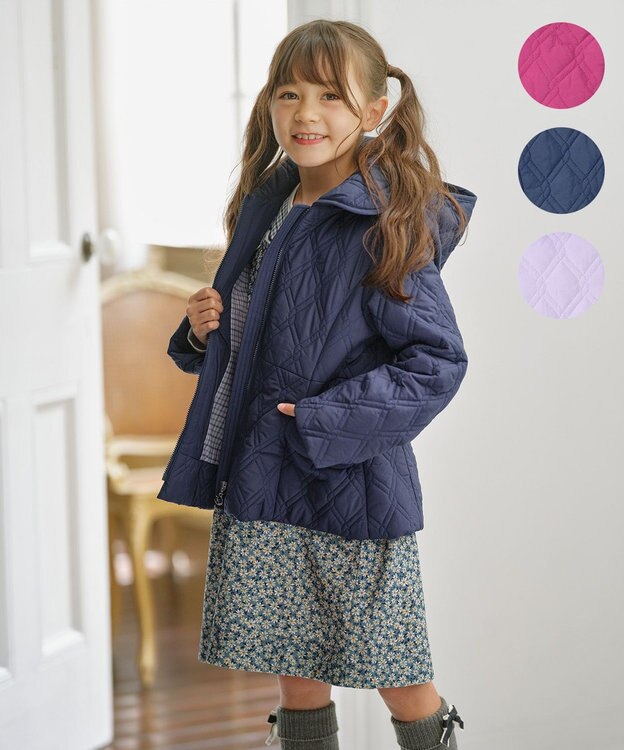 組曲 KIDS 【150-170㎝】中綿キルト コート ネイビー系