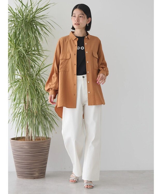 AMERICAN HOLIC 接触冷感Ｗポケット袖タックシャツチュニック Orange