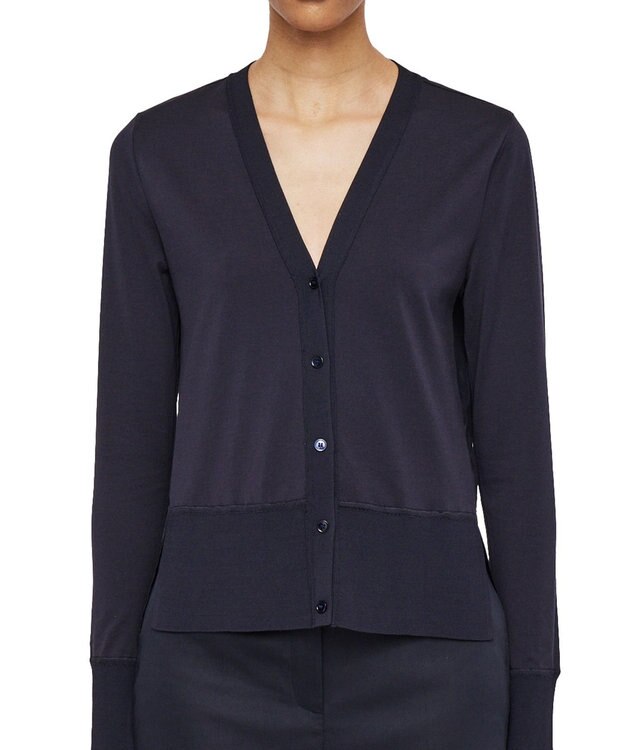 JOSEPH ジャージーハボタイ　ロングスリーブカーディガン Navy