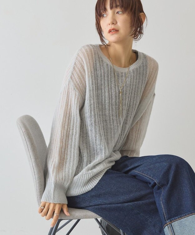 AMERICAN HOLIC モヘアタッチルーズ編みプルオーバー Gray