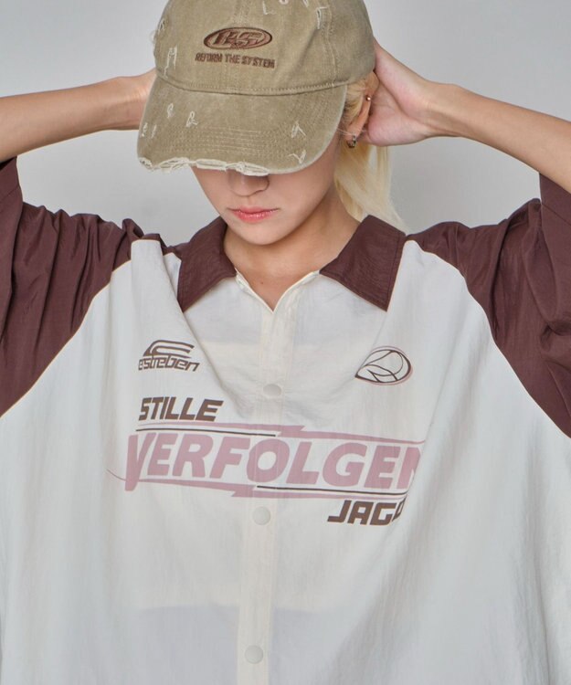 WEGO 【ユニセックス着用ITEM】ラグラングラフィックシャツ（SS） ブラウンその他